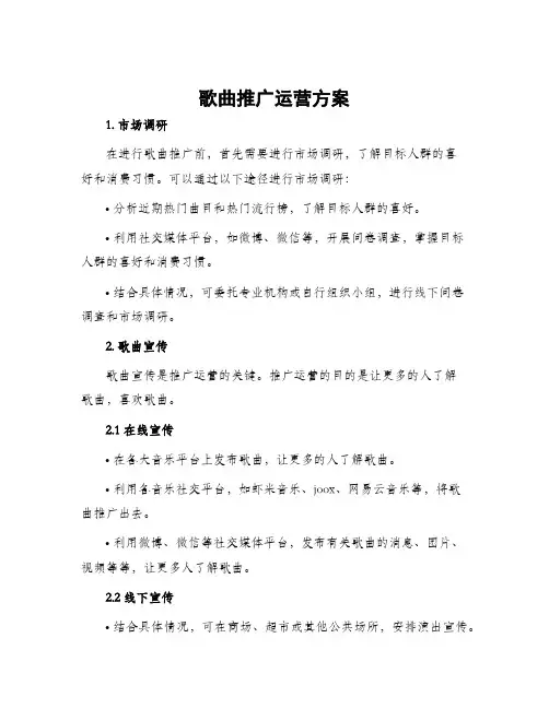 歌曲推广运营方案