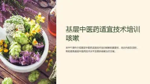基层中医药适宜技术培训咳嗽ppt课件