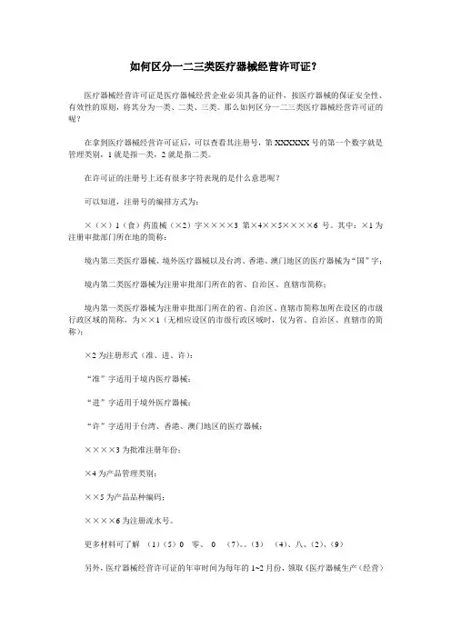 如何区分一二三类医疗器械经营许可证