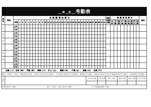 部门考勤表(简洁)