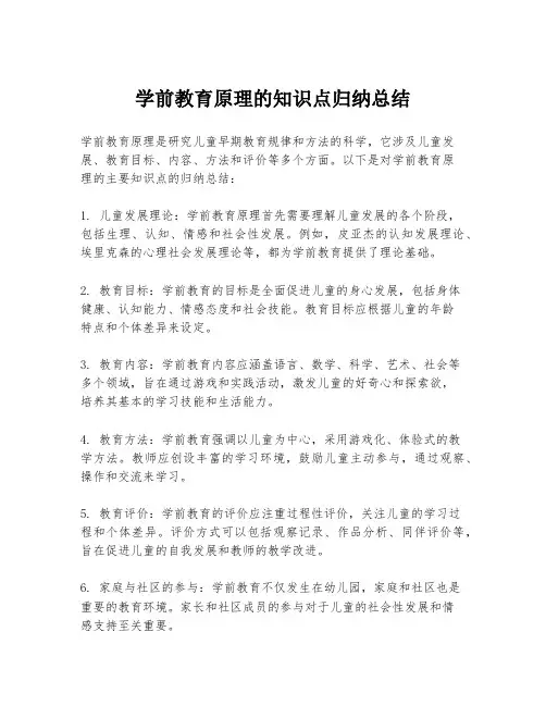 学前教育原理的知识点归纳总结
