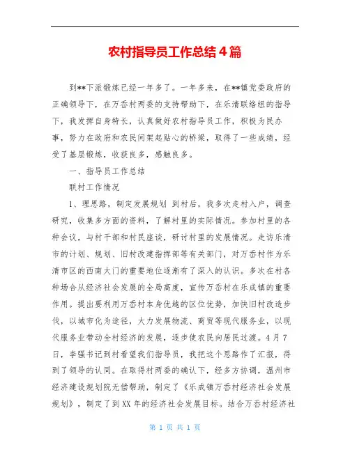 农村指导员工作总结4篇