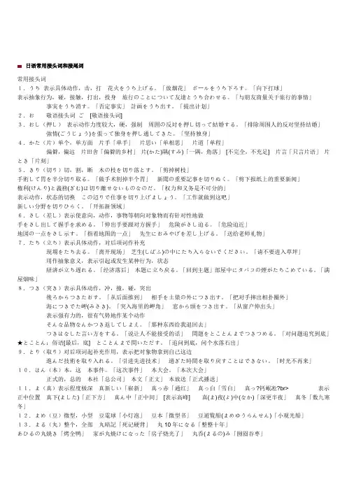 日语常用接头词和接尾词