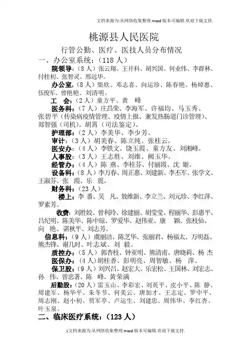 行管公勤医疗人员名册：