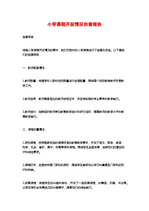 小学课程开设情况自查报告
