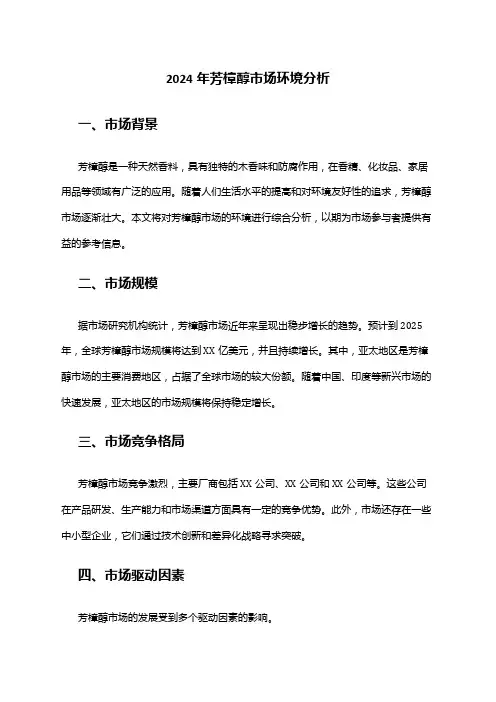 2024年芳樟醇市场环境分析
