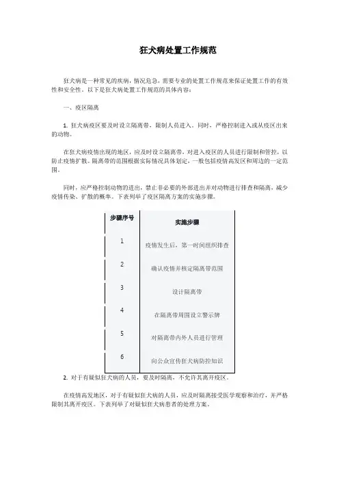 狂犬病处置工作规范