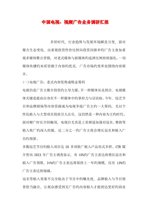 中国电视视频广告业务调研报告