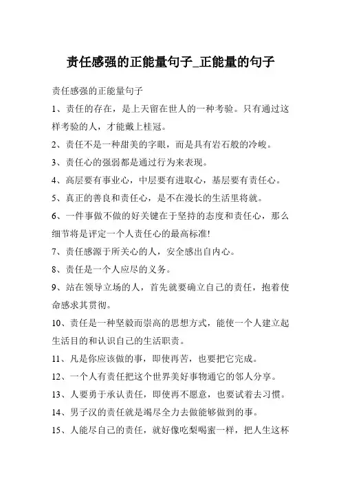 责任感强的正能量句子_正能量的句子