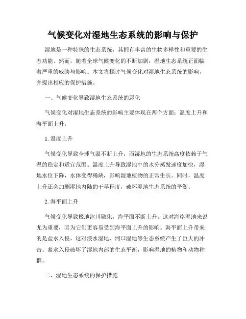 气候变化对湿地生态系统的影响与保护