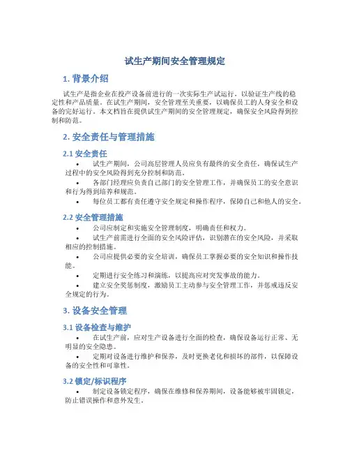 试生产期间安全管理规定