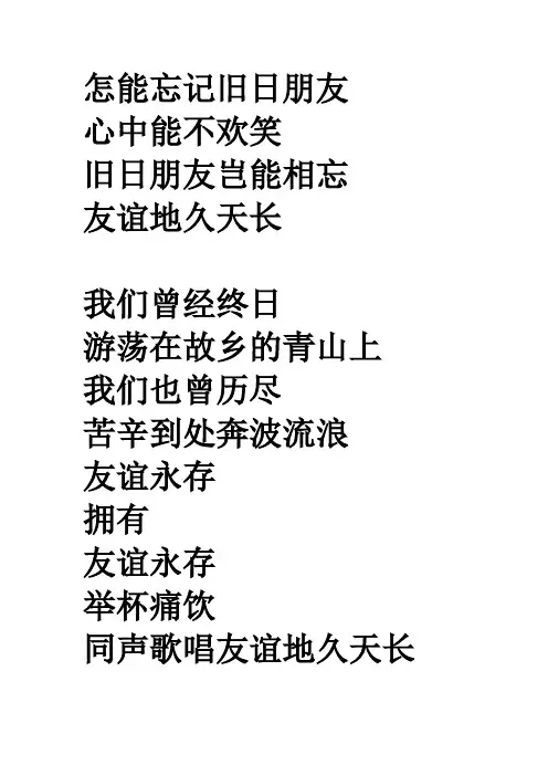 友谊天长地久歌词