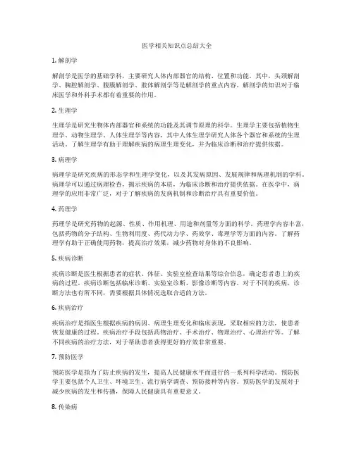 医学相关知识点总结大全