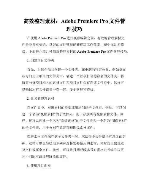 高效整理素材 Adobe Premiere Pro文件管理技巧