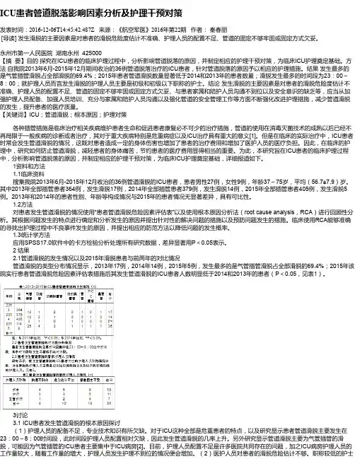 ICU患者管道脱落影响因素分析及护理干预对策