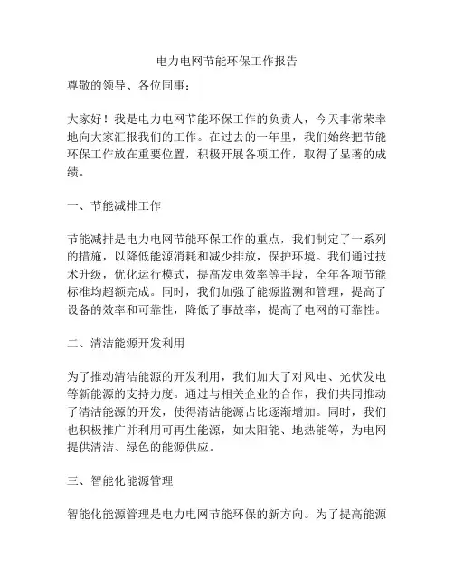 电力电网节能环保工作报告