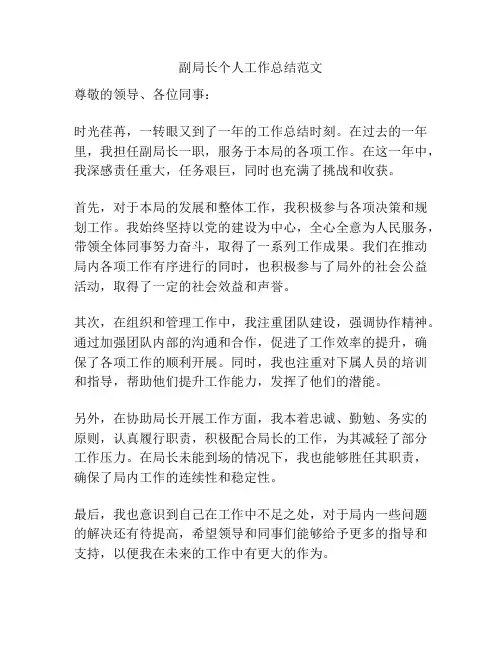 副局长个人工作总结范文