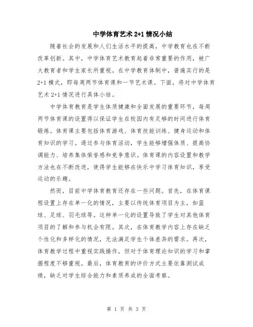 中学体育艺术2+1情况小结