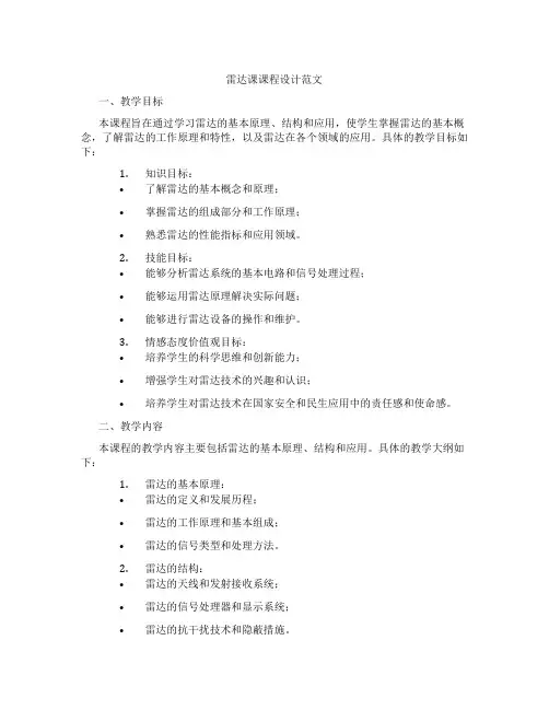 雷达课课程设计范文