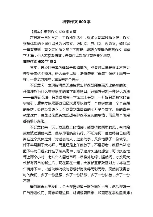 【精华】细节作文600字8篇