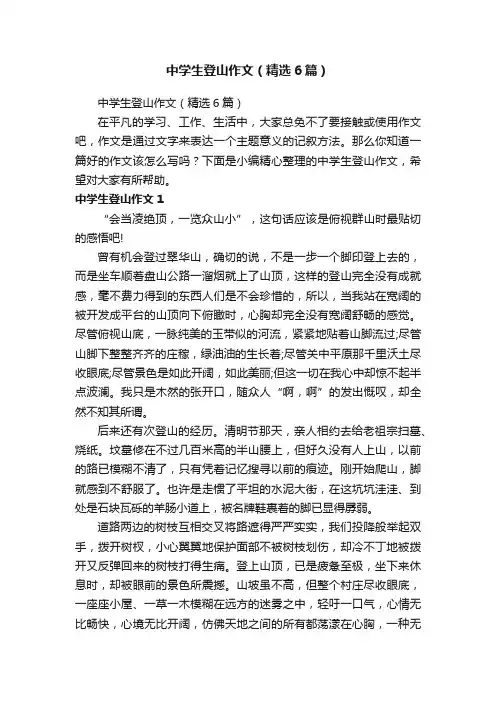 中学生登山作文（精选6篇）