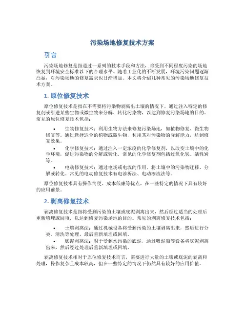 污染场地修复技术方案