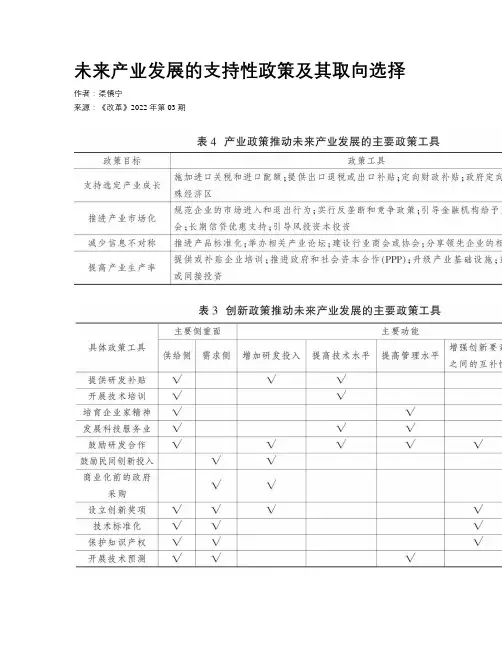 未来产业发展的支持性政策及其取向选择