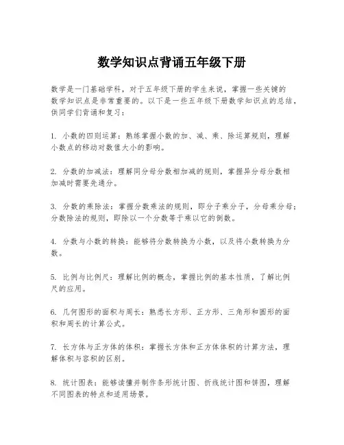 数学知识点背诵五年级下册