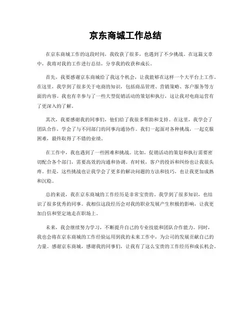 京东商城工作总结