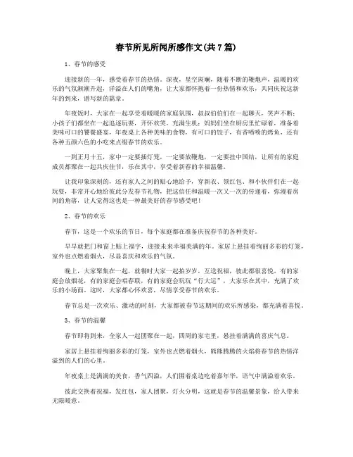 春节所见所闻所感作文(共7篇)
