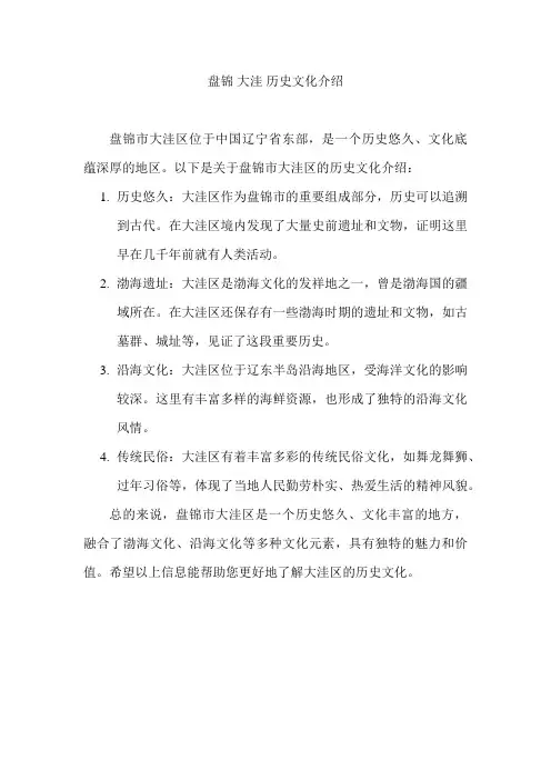盘锦 大洼 历史文化介绍