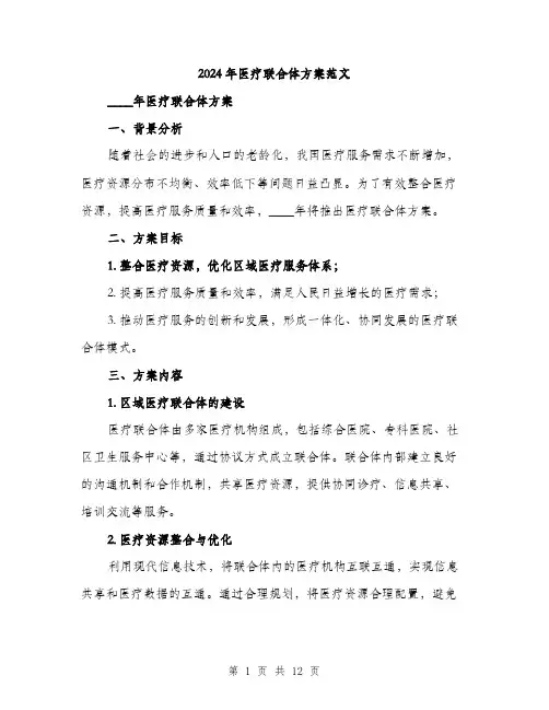2024年医疗联合体方案范文(3篇)