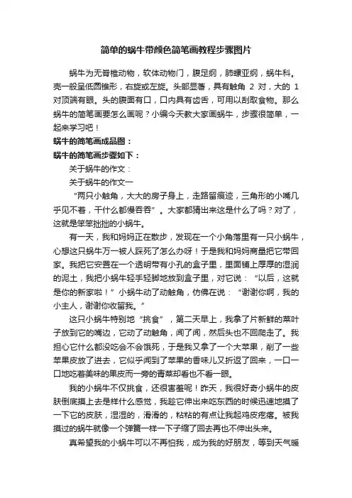 简单的蜗牛带颜色简笔画教程步骤图片