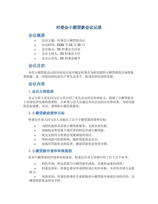 村委会小额贷款会议记录