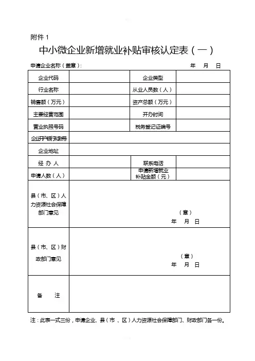 河北省人社局补助申请表格完整版