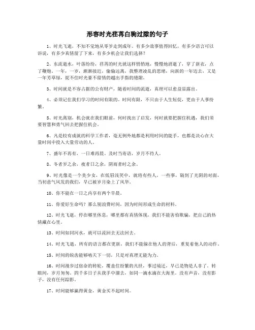 形容时光荏苒白驹过隙的句子
