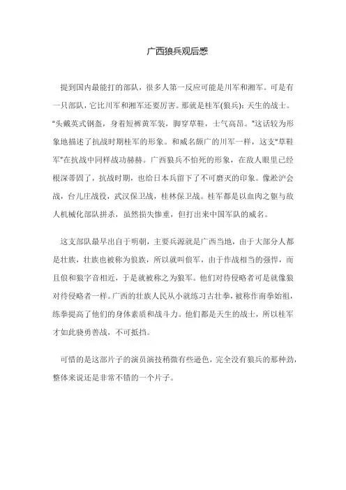 广西狼兵观后感
