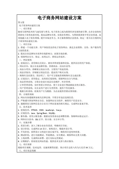 电子商务网站建设方案