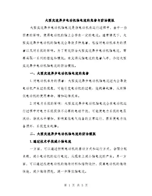 大型交流异步电动机轴电流的危害与防治模版（二篇）