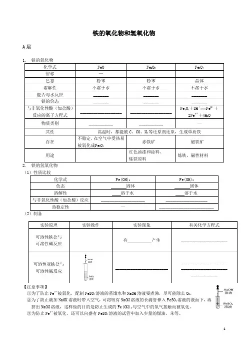 铁的氧化物和氢氧化物作业设计(1)