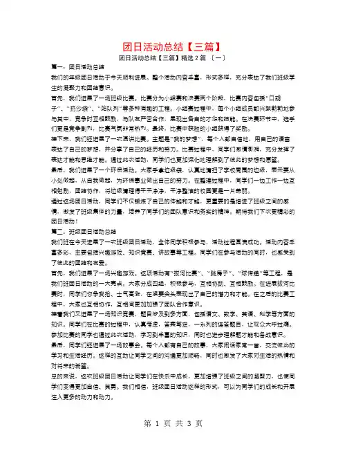 团日活动总结【三篇】2篇