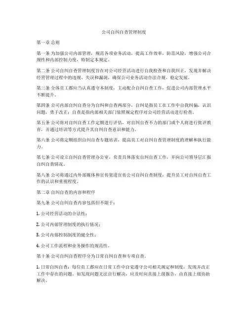 公司自纠自查管理制度