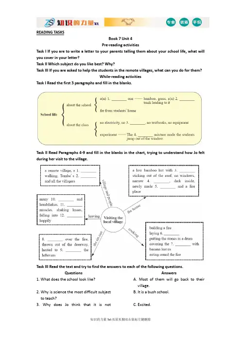 高中英语(人教版)选修7同步讲练：Unit 4 Reading Tasks Word版含答案
