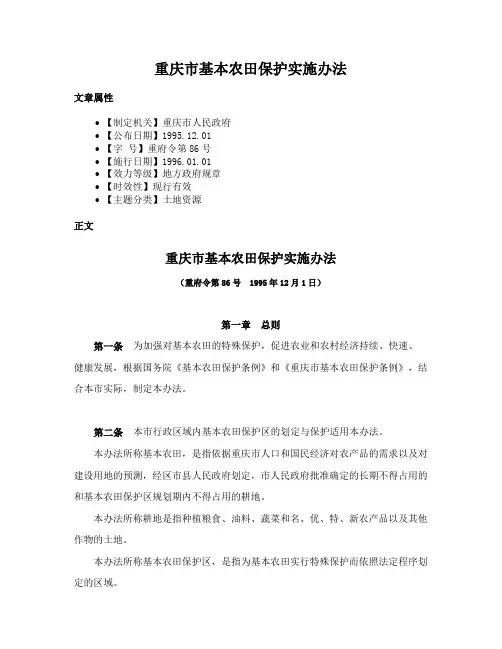 重庆市基本农田保护实施办法