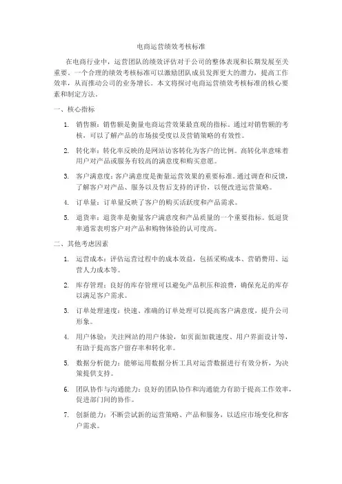 淘宝运营绩效考核标准