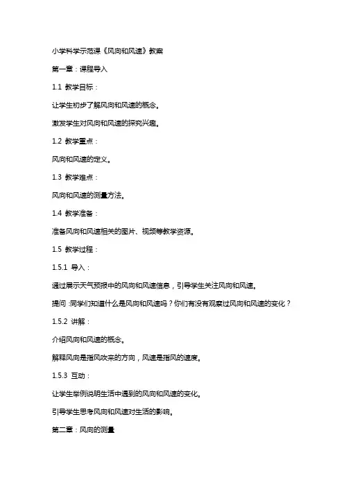 小学科学示范课《风向和风速》教案