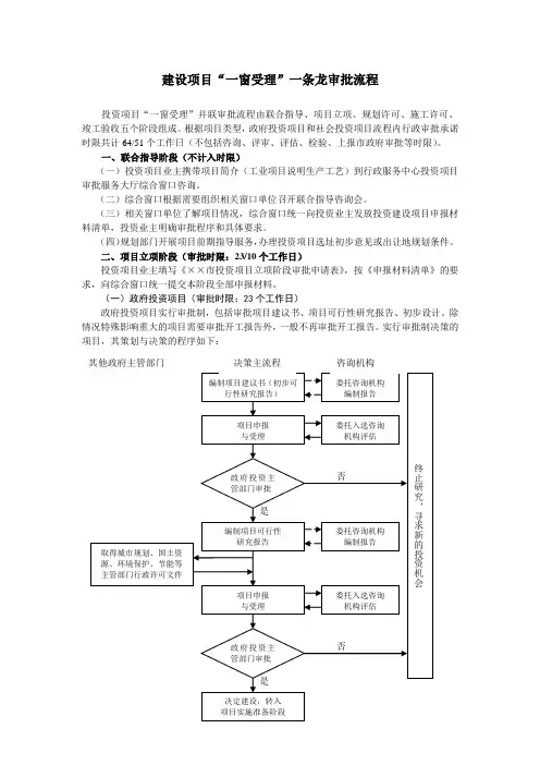 建设项目“一窗受理”办事流程