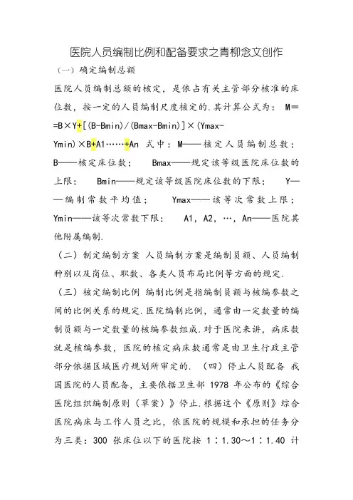 医院人员编制比例和配备要求