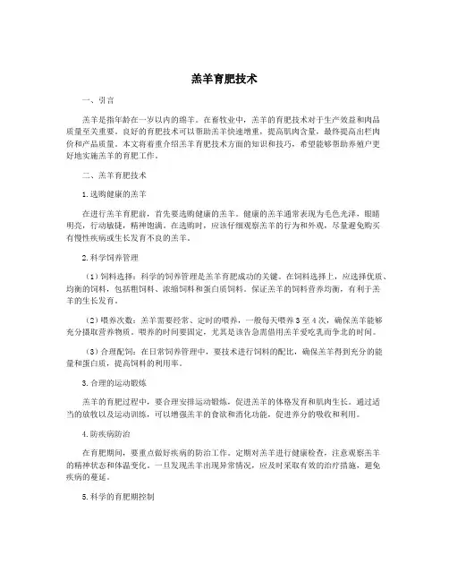 羔羊育肥技术