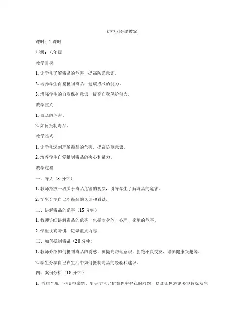 初中团会课教案